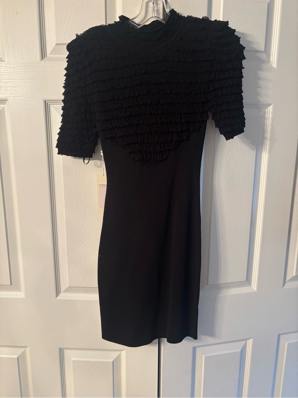 Ronny Kobo Collection Black Ruffle Yoke Mini Dress